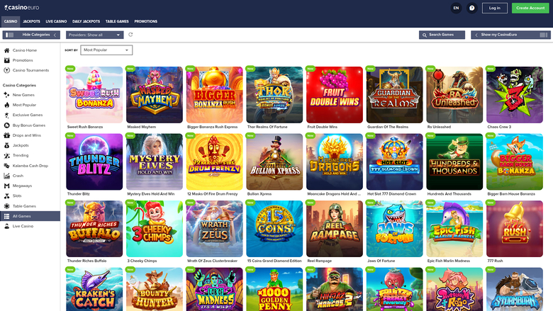 Casino Euro — Games lobby