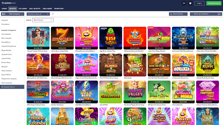 Casino Euro — Jackpot games