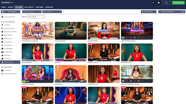 Casino Euro — Live dealer lobby