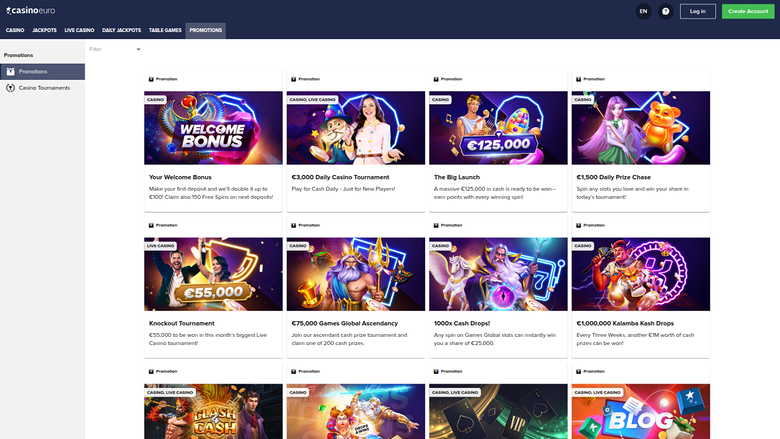 Casino Euro — Promotions page
