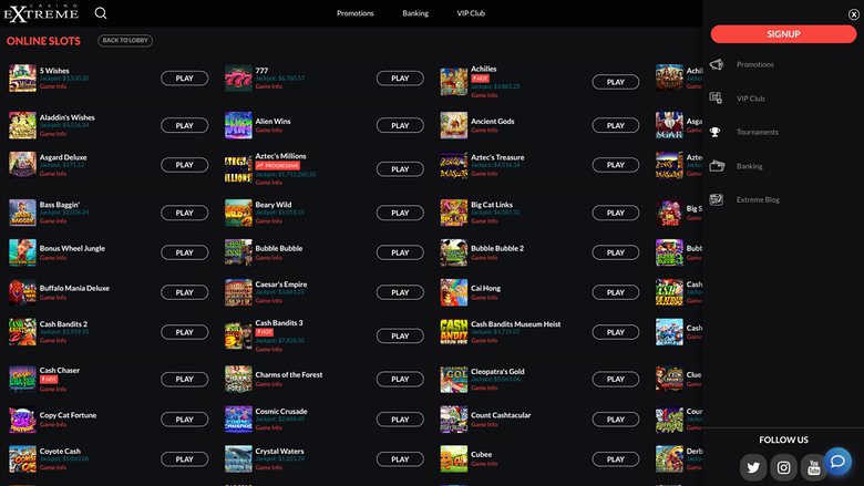 Casino Extreme — Games lobby