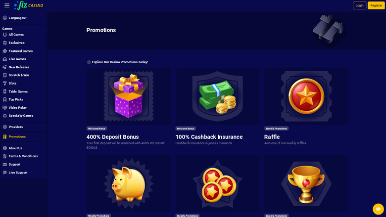 Casino Fiz — Promotions page