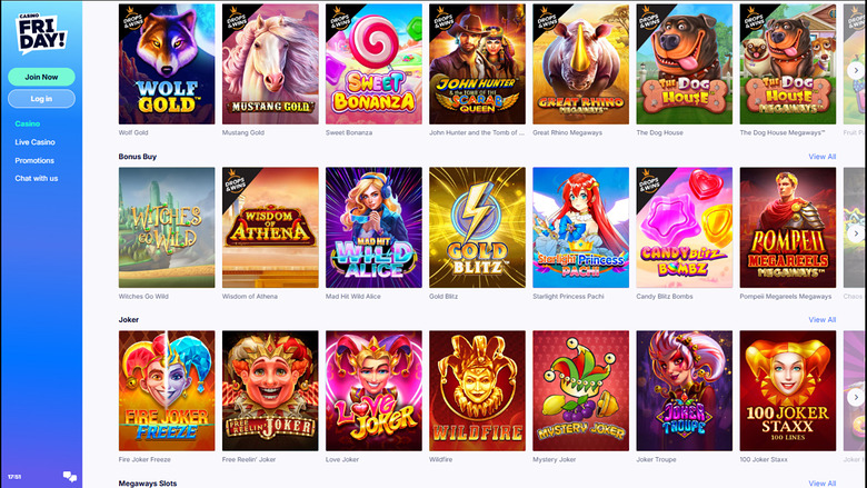 Casino Friday — Games lobby
