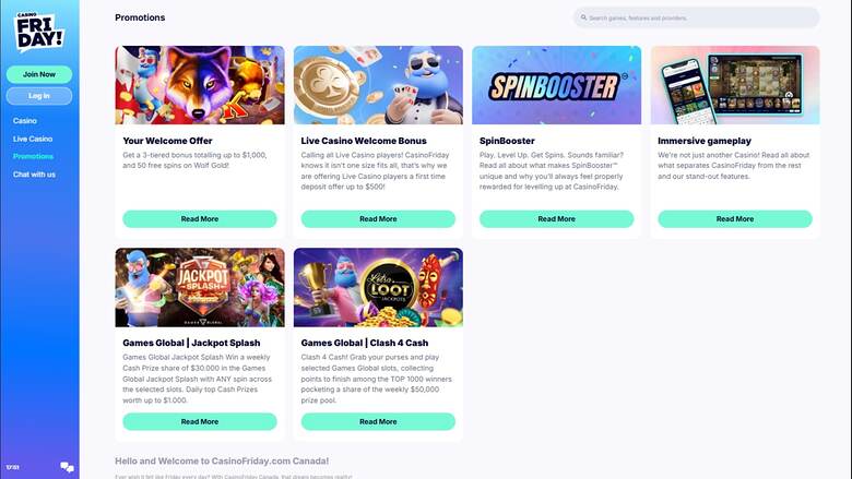 Casino Friday — Promotions page