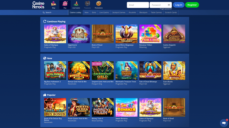 Casino Heroes — Games lobby