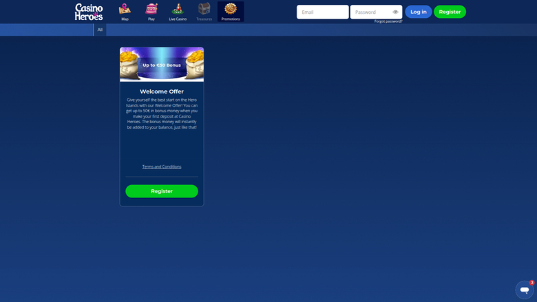Casino Heroes — Promotions page
