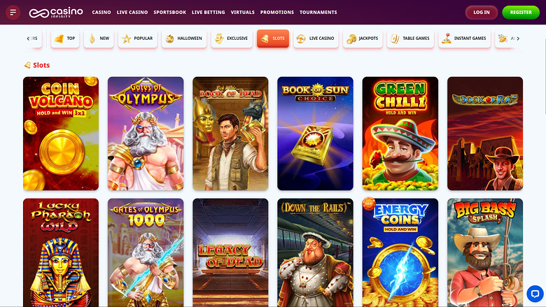 Casino Infinity — Games lobby