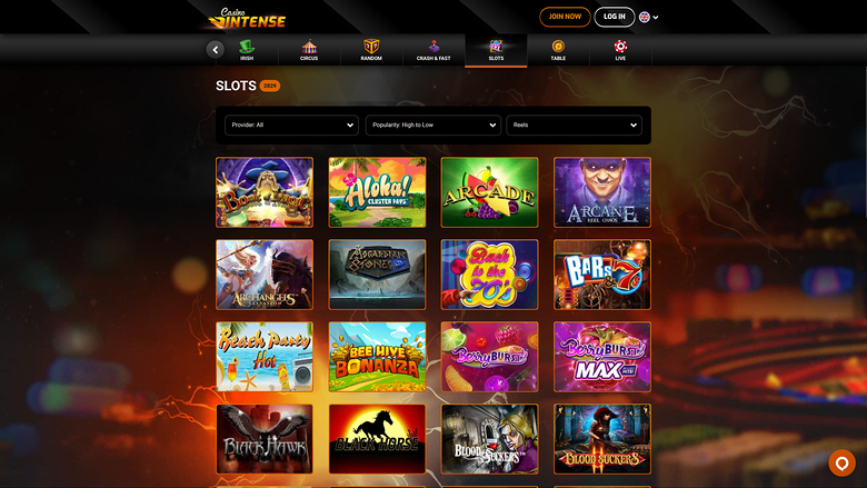 Casino Intense — Games lobby