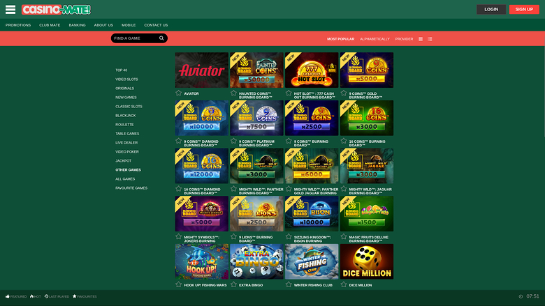 Casino Mate — Games lobby