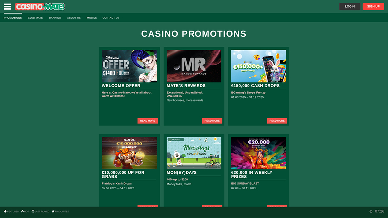 Casino Mate — Promotions page