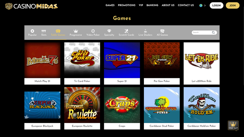 Casino Midas — Games lobby