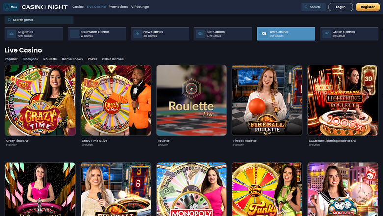 Casino Night — Live dealer lobby