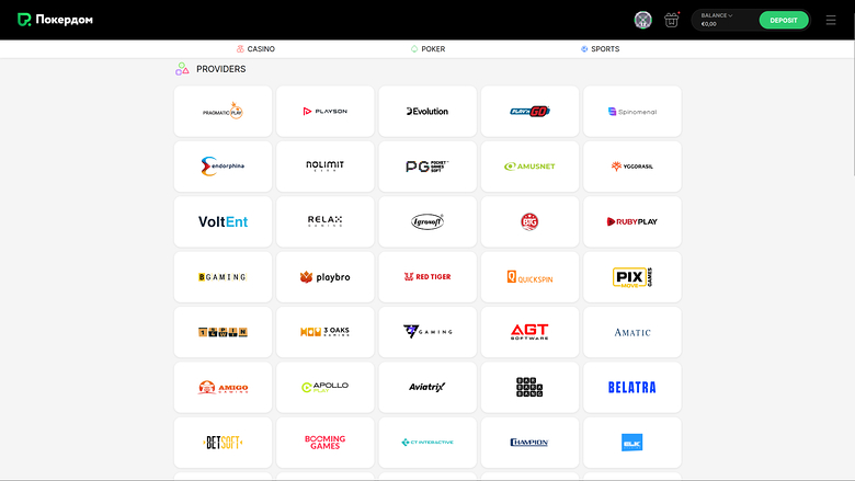 Casino Pokerdom — Games by studio