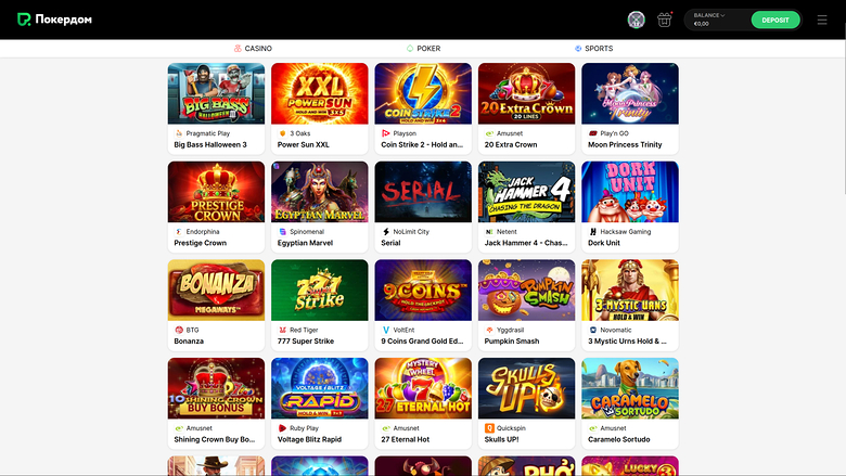 Casino Pokerdom — Games lobby