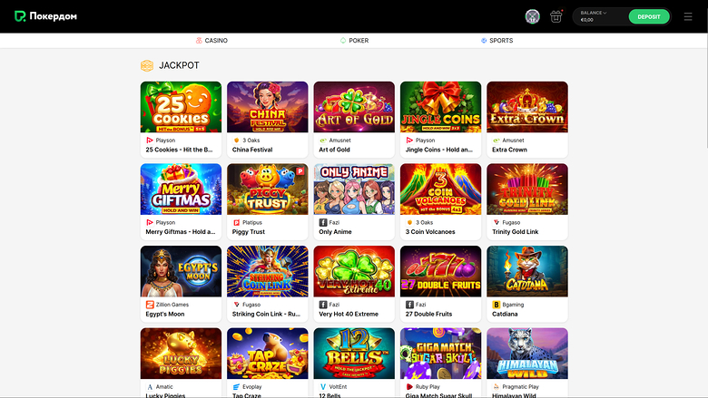 Casino Pokerdom — Jackpot games
