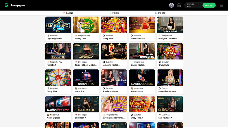 Casino Pokerdom — Live dealer lobby