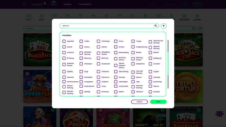 Casino Rocket — Games by studio