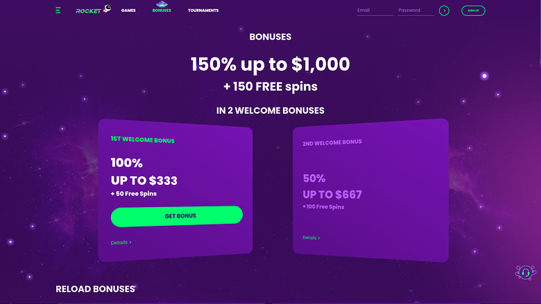 Casino Rocket — Promotions page