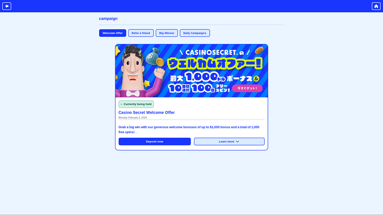 Casino Secret — Promotions page