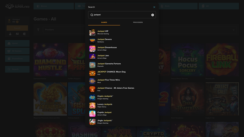 Casino Superlines — Jackpot games