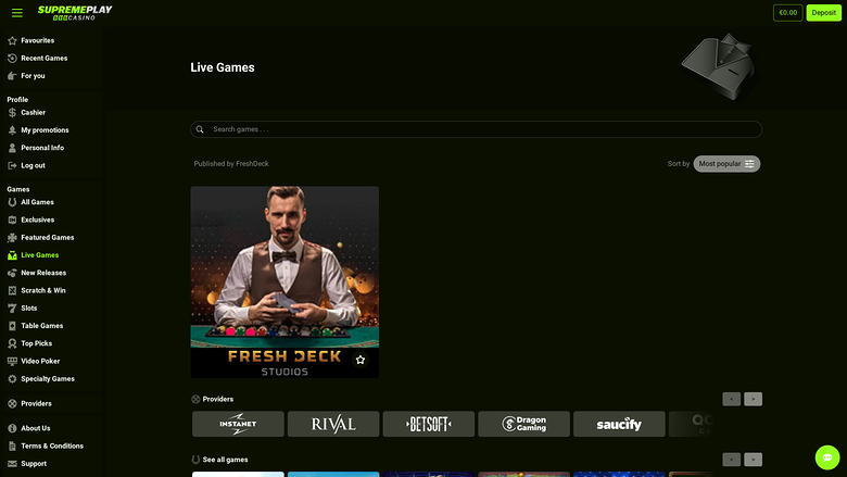 Casino Supreme Play — Live dealer lobby