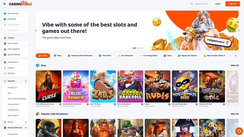 Casino Vibes — Games lobby