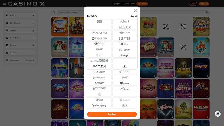 Casino X — Games by studio