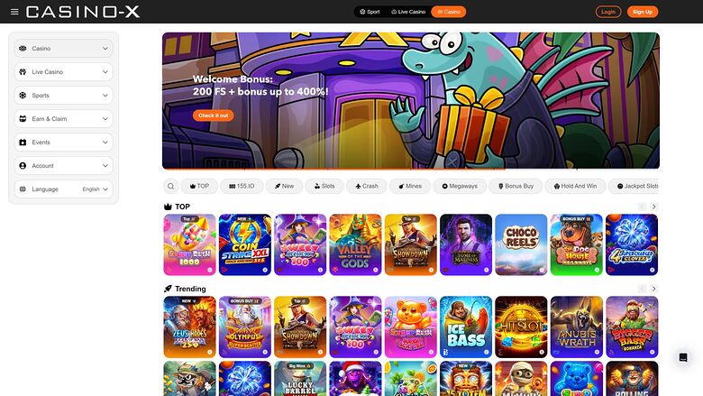 Casino X — Homepage