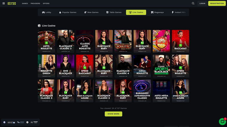 Casino999 — Live dealer lobby