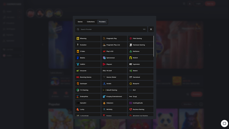 CasinoChan Casino — Games by studio