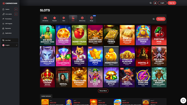 CasinoChan Casino — Games lobby