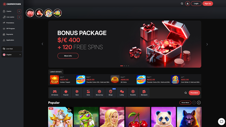 CasinoChan Casino — Homepage