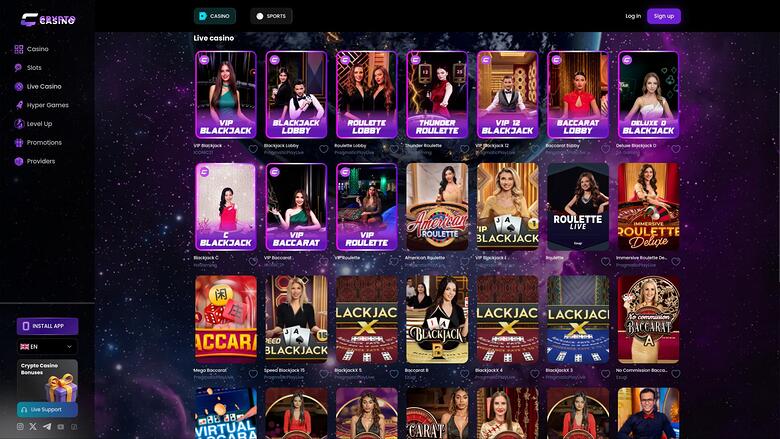 CasinoCrypto.io — Live dealer lobby