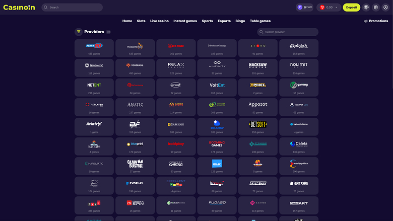 Casinoin — Games by studio