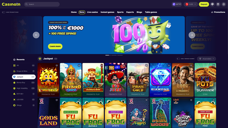 Casinoin — Jackpot games
