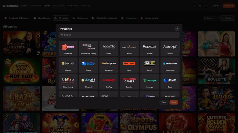Casinoist Casino — Games by studio