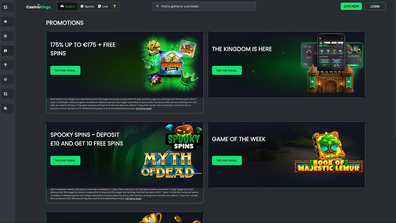 CasinoKings.com — Promotions page