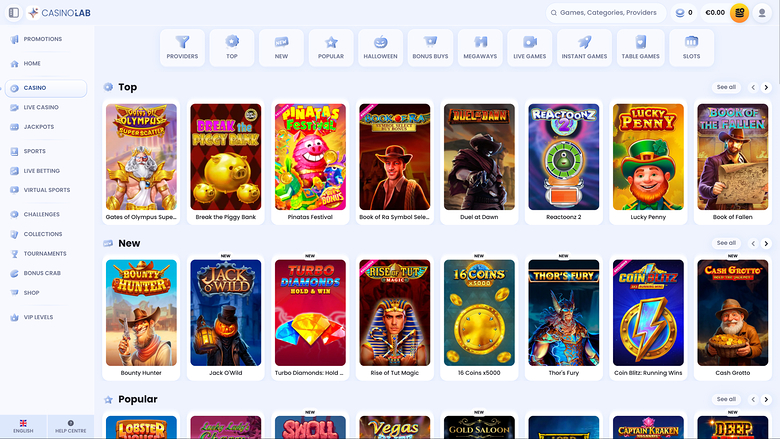 CasinoLab — Games lobby