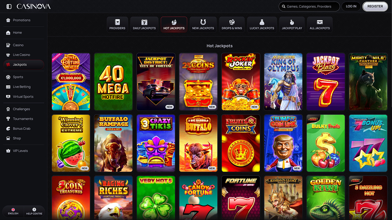 Casinova Casino — Jackpot games