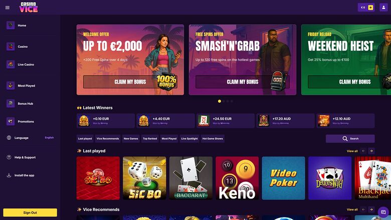 CasinoVice — Homepage
