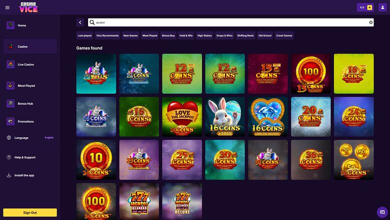 CasinoVice — Jackpot games