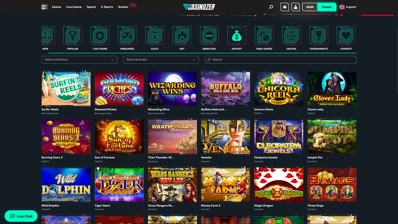 Casinozer — Jackpot games