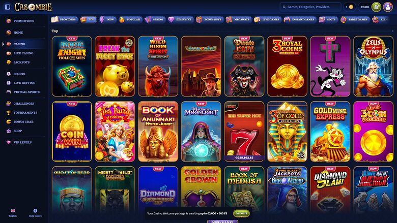 Casombie Casino — Games lobby