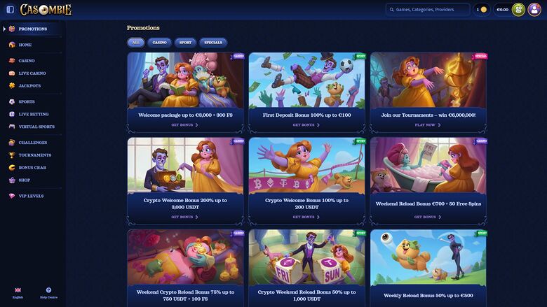 Casombie Casino — Promotions page