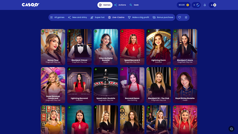Casoo Casino — Live dealer lobby