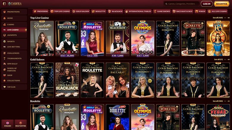 CasoolaCasino — Live dealer lobby