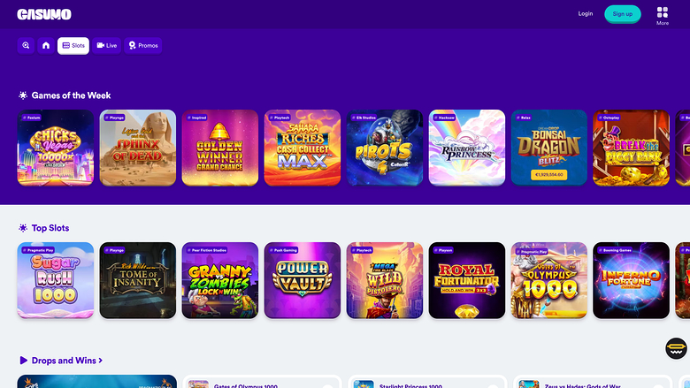Casumo Casino — Games lobby