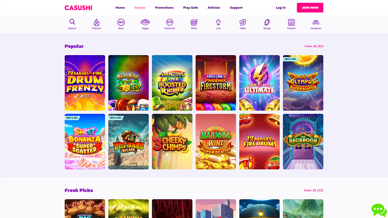 Casushi Casino — Games lobby