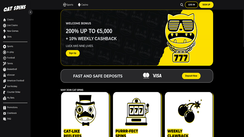 Cat Spins Casino — Homepage