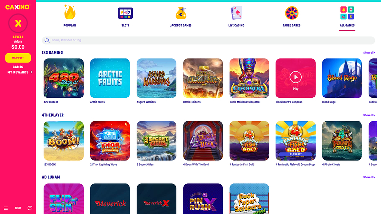 Caxino Casino — Games by studio